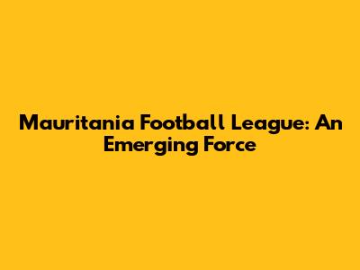 Mauritania Football League: An Emerging Force
