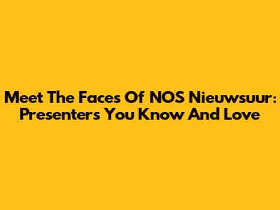 Meet The Faces Of NOS Nieuwsuur: Presenters You Know And Love