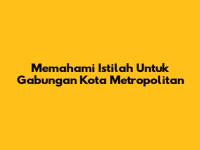 Memahami Istilah Untuk Gabungan Kota Metropolitan