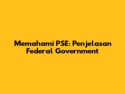Memahami PSE: Penjelasan Federal Government