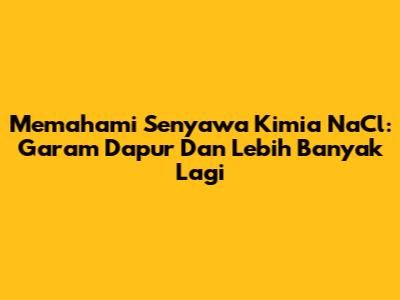 Memahami Senyawa Kimia NaCl: Garam Dapur Dan Lebih Banyak Lagi
