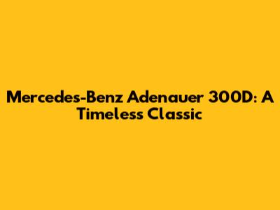 Mercedes-Benz Adenauer 300D: A Timeless Classic