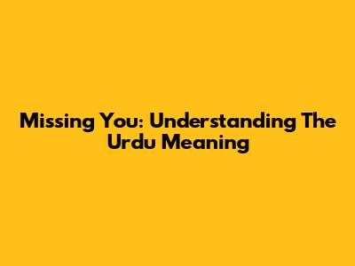 Missing You: Understanding The Urdu Meaning