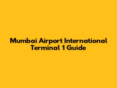 Mumbai Airport International Terminal 1 Guide