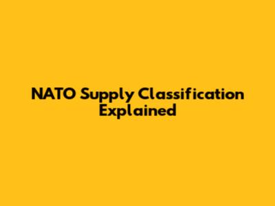 NATO Supply Classification Explained
