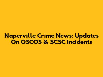 Naperville Crime News: Updates On OSCOS & SCSC Incidents