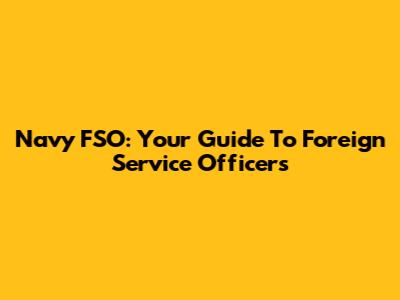 Navy FSO: Your Guide To Foreign Service Officers