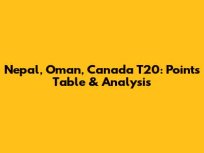 Nepal, Oman, Canada T20: Points Table & Analysis