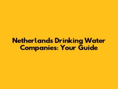 Netherlands Drinking Water Companies: Your Guide
