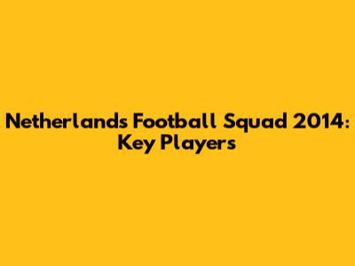 Netherlands Football Squad 2014: Key Players