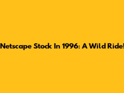 Netscape Stock In 1996: A Wild Ride!