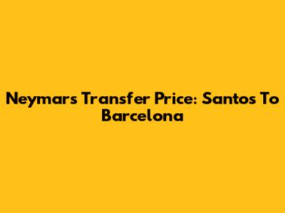 Neymar's Transfer Price: Santos To Barcelona