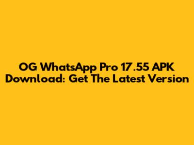OG WhatsApp Pro 17.55 APK Download: Get The Latest Version