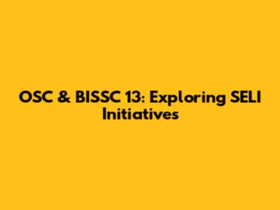 OSC & BISSC 13: Exploring SELI Initiatives
