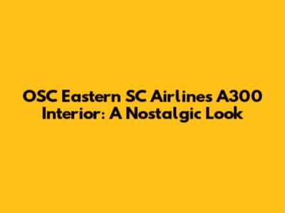 OSC Eastern SC Airlines A300 Interior: A Nostalgic Look