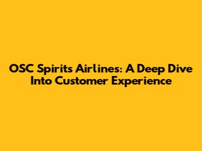 OSC Spirits Airlines: A Deep Dive Into Customer Experience