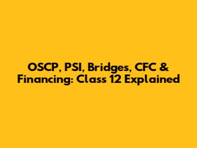 OSCP, PSI, Bridges, CFC & Financing: Class 12 Explained