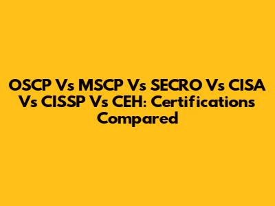 OSCP Vs MSCP Vs SECRO Vs CISA Vs CISSP Vs CEH: Certifications Compared