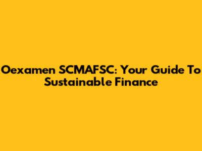 Oexamen SCMAFSC: Your Guide To Sustainable Finance