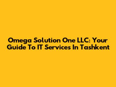Omega Solution One LLC: Your Guide To IT Services In Tashkent