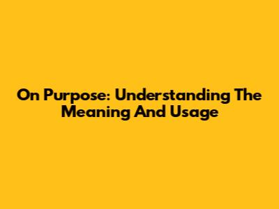On Purpose: Understanding The Meaning And Usage
