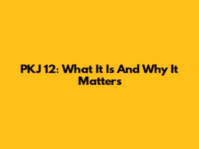 PKJ 12: What It Is And Why It Matters