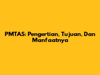 PMTAS: Pengertian, Tujuan, Dan Manfaatnya