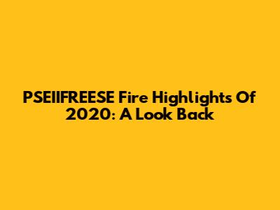 PSEIIFREESE Fire Highlights Of 2020: A Look Back