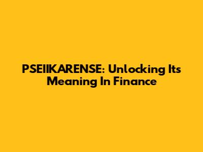 PSEIIKARENSE: Unlocking Its Meaning In Finance