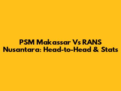 PSM Makassar Vs RANS Nusantara: Head-to-Head & Stats