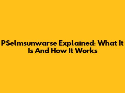 PSelmsunwarse Explained: What It Is And How It Works