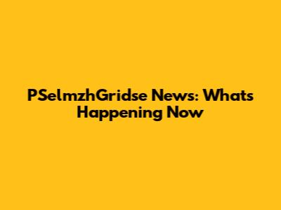PSelmzhGridse News: What's Happening Now