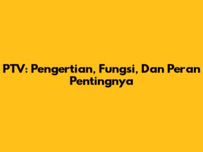 PTV: Pengertian, Fungsi, Dan Peran Pentingnya