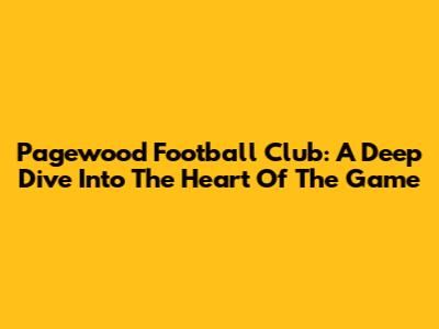 Pagewood Football Club: A Deep Dive Into The Heart Of The Game