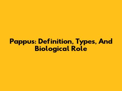 Pappus: Definition, Types, And Biological Role