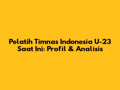 Pelatih Timnas Indonesia U-23 Saat Ini: Profil & Analisis
