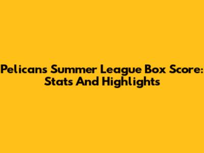 Pelicans Summer League Box Score: Stats And Highlights