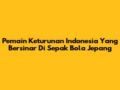 Pemain Keturunan Indonesia Yang Bersinar Di Sepak Bola Jepang