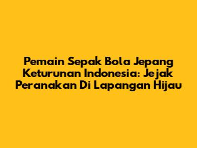 Pemain Sepak Bola Jepang Keturunan Indonesia: Jejak Peranakan Di Lapangan Hijau