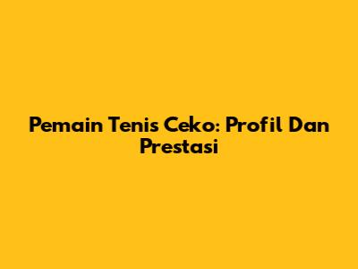Pemain Tenis Ceko: Profil Dan Prestasi
