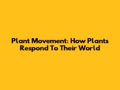 Plant Movement: How Plants Respond To Their World