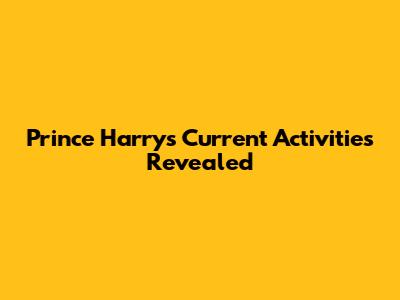 Prince Harry's Current Activities Revealed