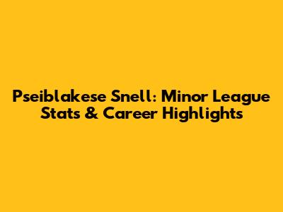 Pseiblakese Snell: Minor League Stats & Career Highlights