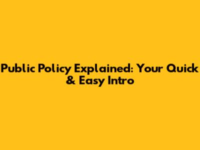 Public Policy Explained: Your Quick & Easy Intro