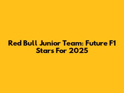 Red Bull Junior Team: Future F1 Stars For 2025