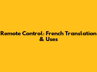 Remote Control: French Translation & Uses