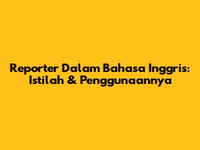 Reporter Dalam Bahasa Inggris: Istilah & Penggunaannya