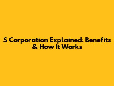 S Corporation Explained: Benefits & How It Works