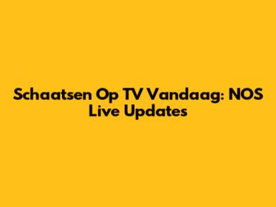 Schaatsen Op TV Vandaag: NOS Live Updates