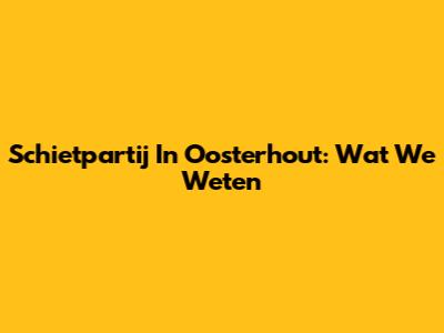 Schietpartij In Oosterhout: Wat We Weten